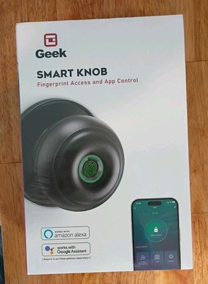 Geek Smart Knob Fingerprint Access and App Control Black New Factory Sealed 