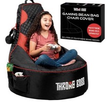 Throne Boss Gaming Bean Bag Chair High Back 34" Water Repellent Headphone Hanger