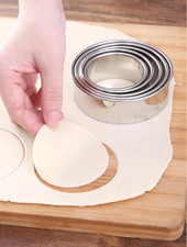 5PC Stainless Steel Round Biscuit Cutter Set Dumpling Pastry Mold Baking Tool