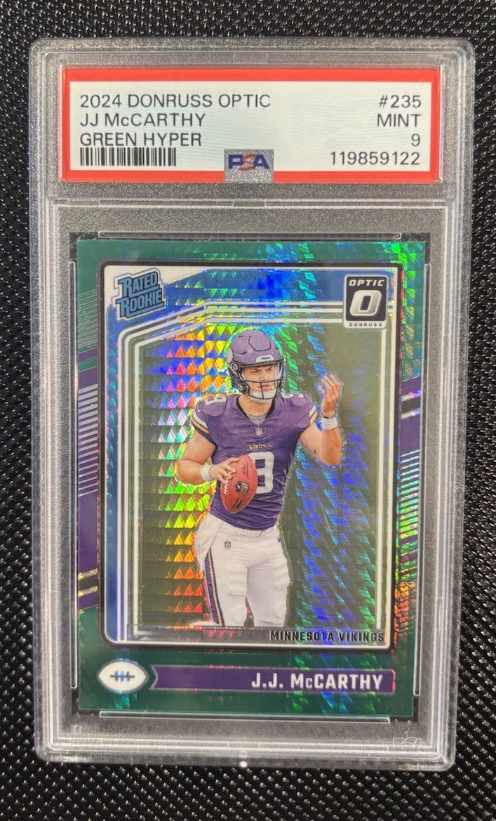 2024 PANINI DONRUSS OPTIC GREEN HYPER #235 JJ MCCARTHY PSA 9