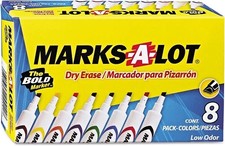 Marks-A-Lot Avery 24411 Dry Erase Markers, Chisel Tip, Assorted Colors, 8/Set