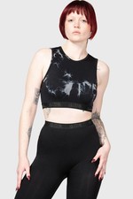 Killstar Leshy Crop Top Shirt Womens - Black High Neck Sleeveless Goth