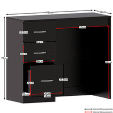 Riano 3 Drawer Dressing Table Vanity Computer Desk Bedroom Storage Furniture
