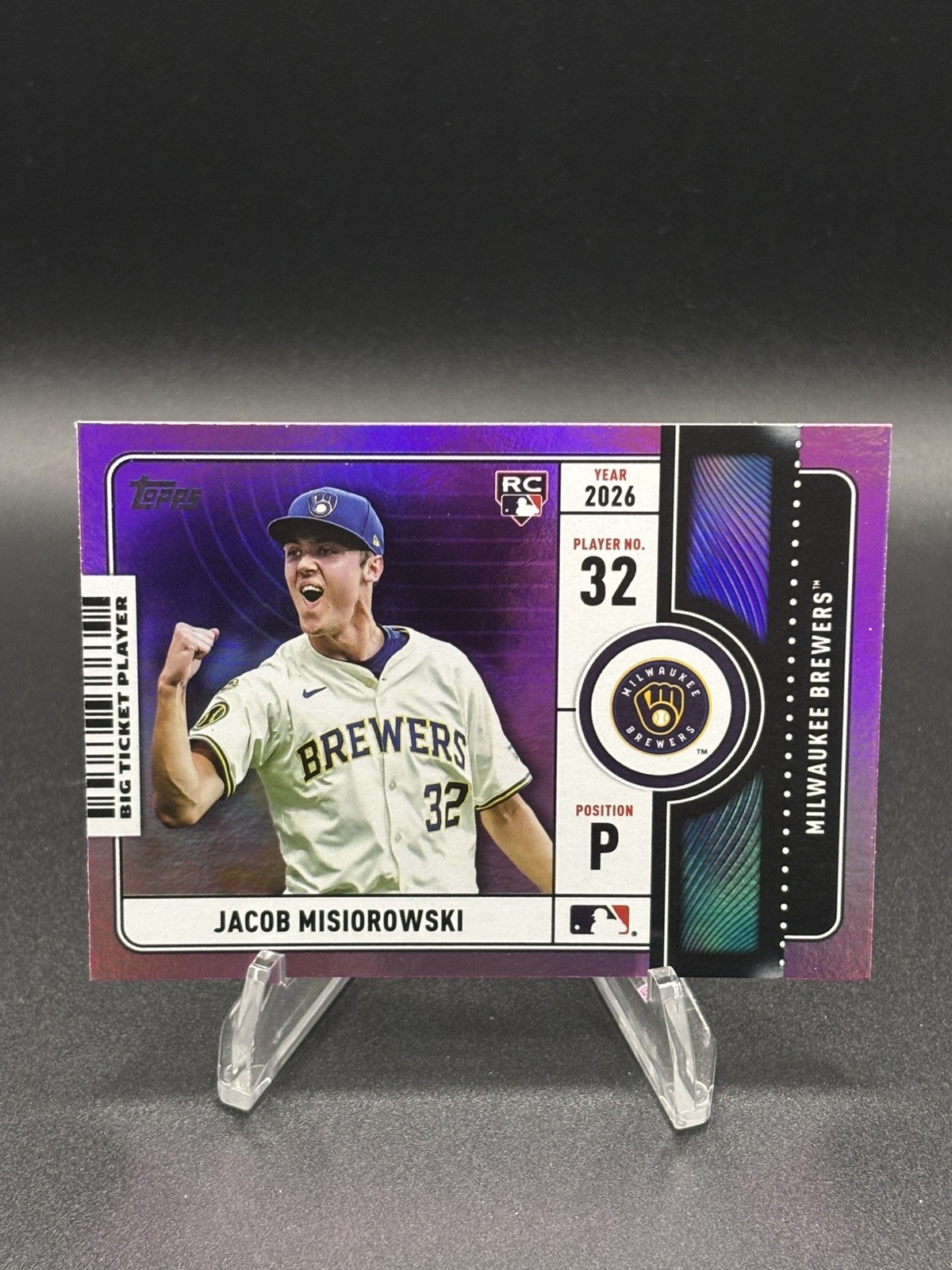 Topps 2026 Big Ticket Player Jacob Misiorowski Pink Foil RC Milwaukee Brewers