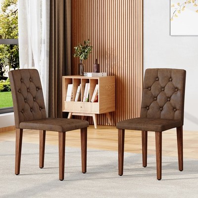 2-piece brown technology cloth dining chair: ergonomically designed with a buckl
