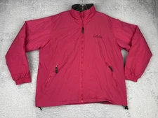 Cabelas Jacket Mens XL Pink Fleece Lined Full Zip Windbreaker Outdoor Hiking 10k