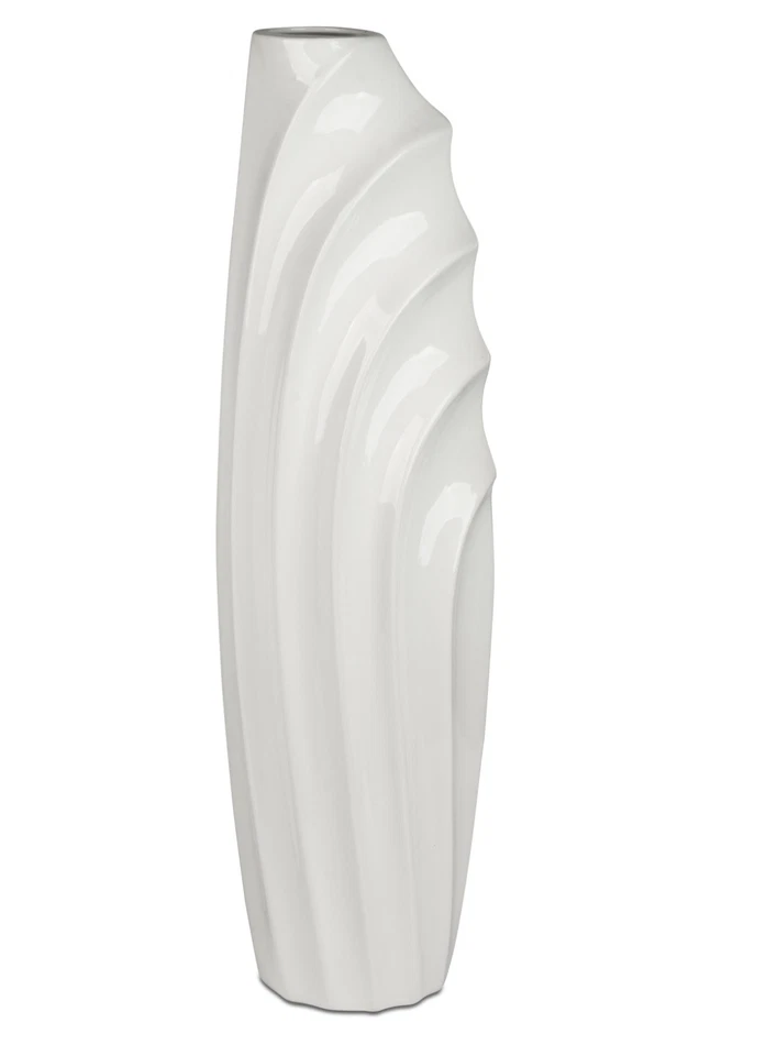 Formano Moderne Bodenvase 57 cm Welle weiß konisch rund Keramik 704177