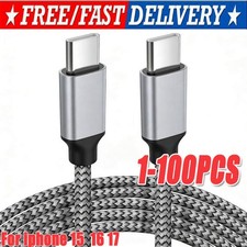 60W USB-C to USB-C Cable Fast Charger PD Nylon Cord iPhone18 17 16P Samsung LOT