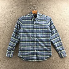 J.Crew Shirt Mens M Blue Green Stripe Plaid Flex Oxford Button Down Long Sleeve
