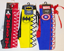 Calcetines BATMAN con cordones botas de imitación calcetines Harley Quinn / calcetines CAPITÁN AMÉRICA - NUEVOS