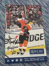Brian Propp autographed hockey postcard.  Stats on back of card 