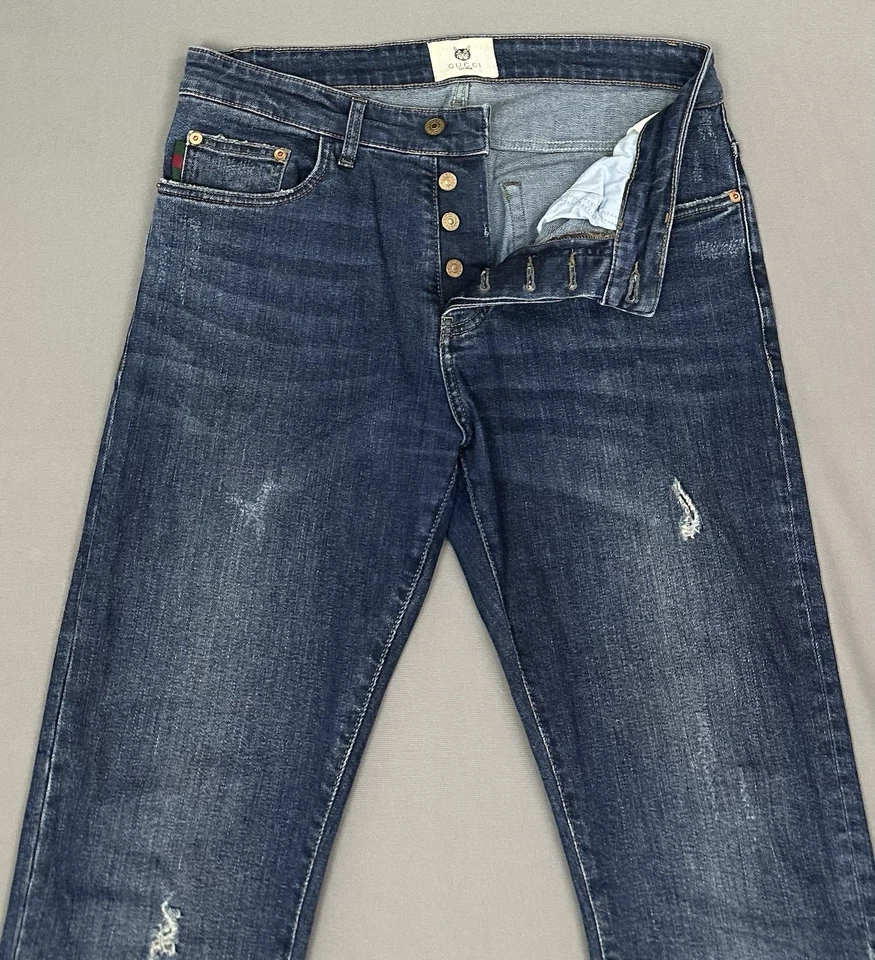 JEANS GUCCI BLACK CAT - SLIM FIT - JEANS AZUL - Masculino Tamanho 34" Cintura - Perna 31" - Imagem 4 de 4