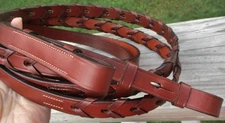 English "3/4" x 60 " SUPPLE CHESTNUT LEATHER Laced Bridle Reins-Large horse-Nice