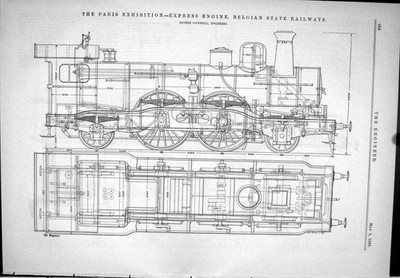 Alter Schnellzug Lok Zug Belgische Eisenbahn Cockerill 1889 Paris Ausstellung Viktorianisch