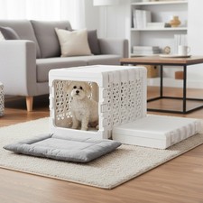 Collapsible Dog Crate Portable 26 L x 20 W 21 H Medium White KindTail PAWD Dogs