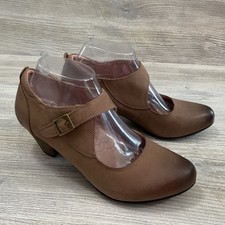 Taos Womens Studio Mary Jane Shoe Size 39 US 8 Tan Leather Block Heel Pump Comfy