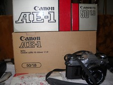 Canon AE-1 Program Automatic 35mm SLR Film Camera W 2 Lenses, Flash  Extras