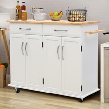 Rolling Kitchen Storage Trolley Cart Cupboard Island Shelves With Locking Wheels