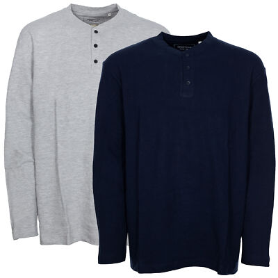 Tom Tailor Longsleeve Henley Langarm Shirt Relaxed Fit Herren Rundhals Blau Grau
