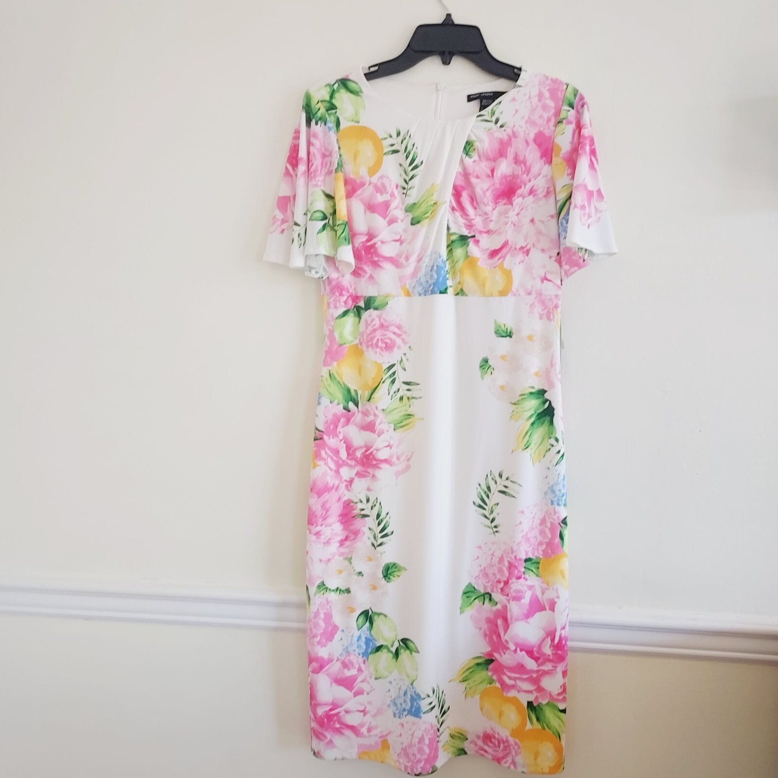 ❤️Maggy London ❤️Matte Jersey Floral Dress with Sheer Overlay