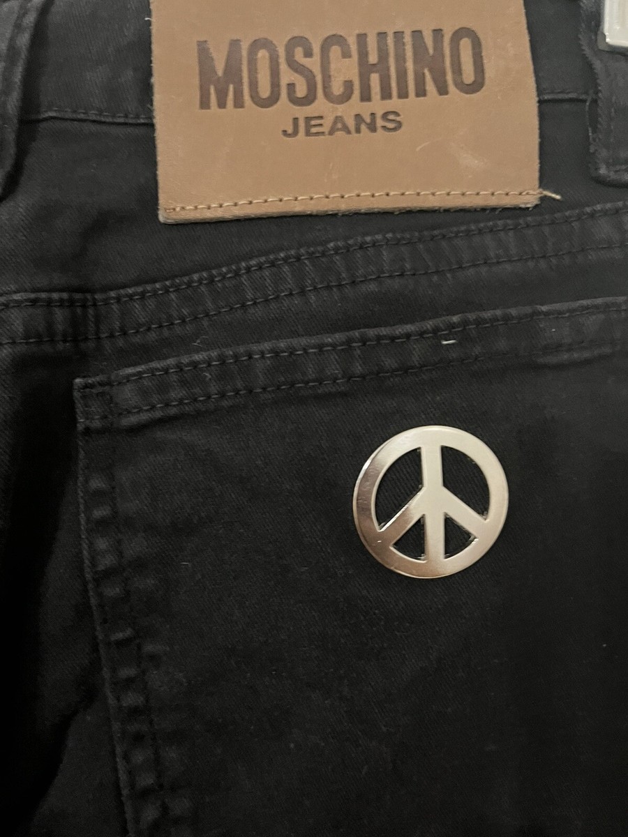 Moschino Jeans Vintage Peace Sign Black Size 26x28 | eBay