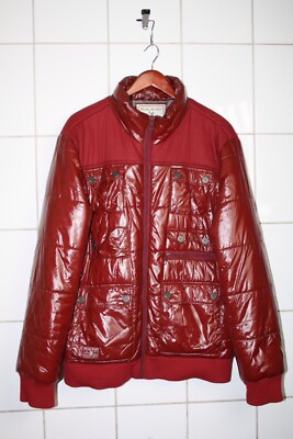 Vintage Marc Ecko Jacke, Nylon, Polyester, Größe L, Puffer Stil, Rot