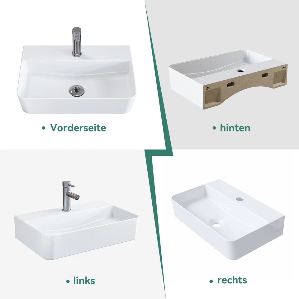 Hanging or Countertop Basin Ceramic Small Vanity Unit with Tap Hole for Guest Toilet - Image 4 of 4