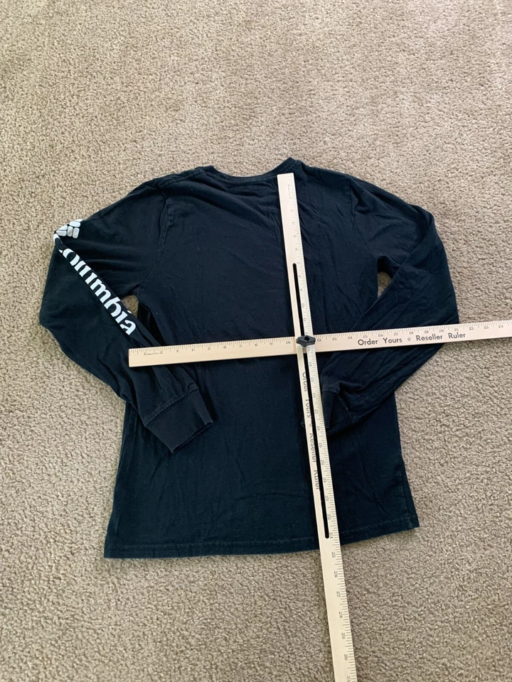 Columbia Mens Shirt Small Black Crewneck Long Sleeve Spell out Logo Outdoors - Image 4 of 4