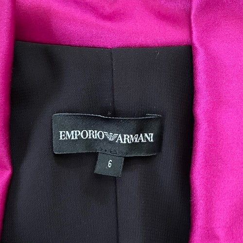 Emporio Giorgio Armani Womens Dress Sz 6 Black Pink Silk Collar Cocktail LBD - Picture 10 of 13