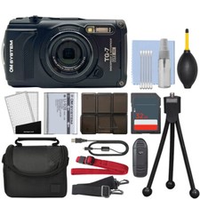OM SYSTEM Tough TG-7 12MP 4K Waterproof Digital Camera Black 32GB Kit