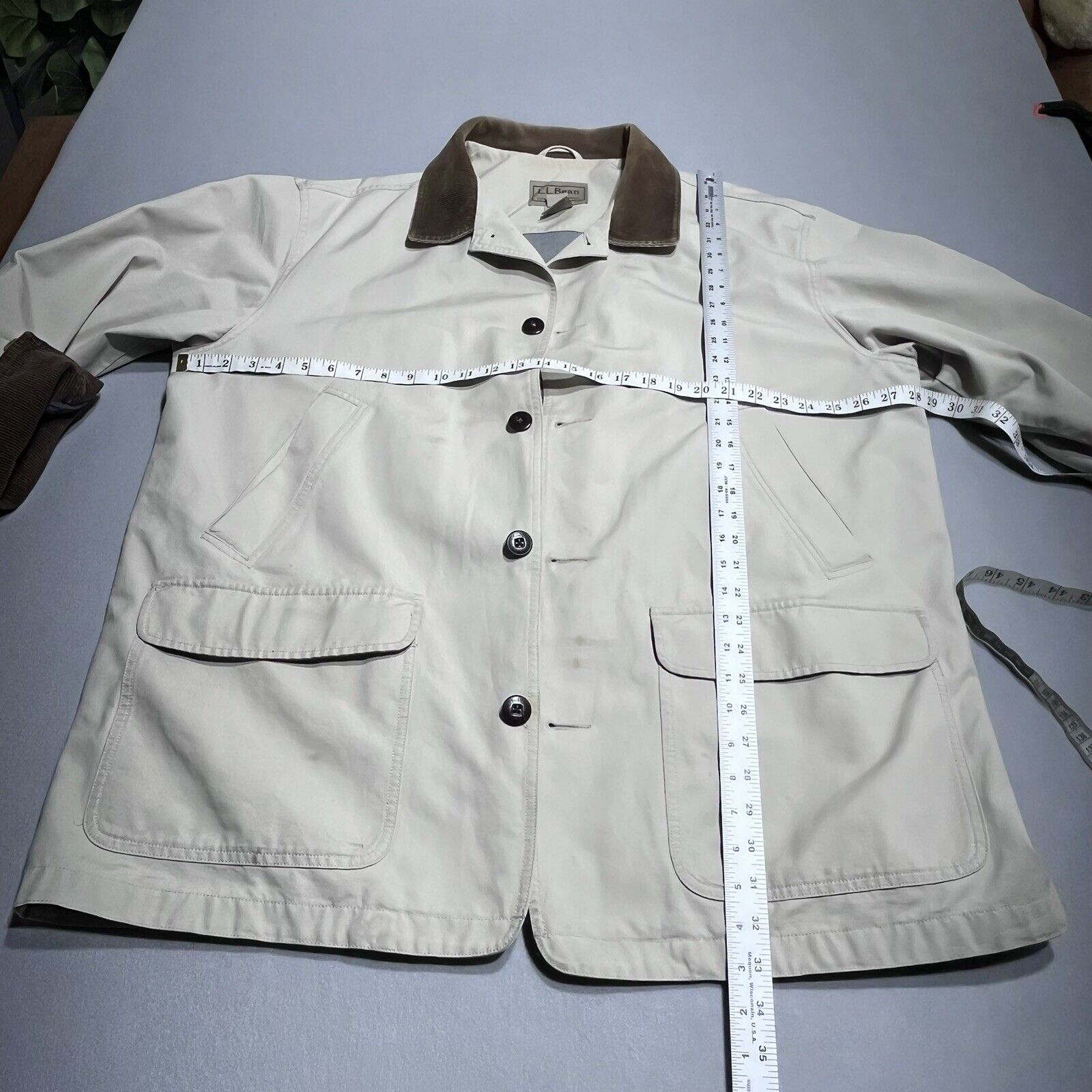 LL Bean Jacket Coat Mens XXL Beige Corduroy Colla… - image 14