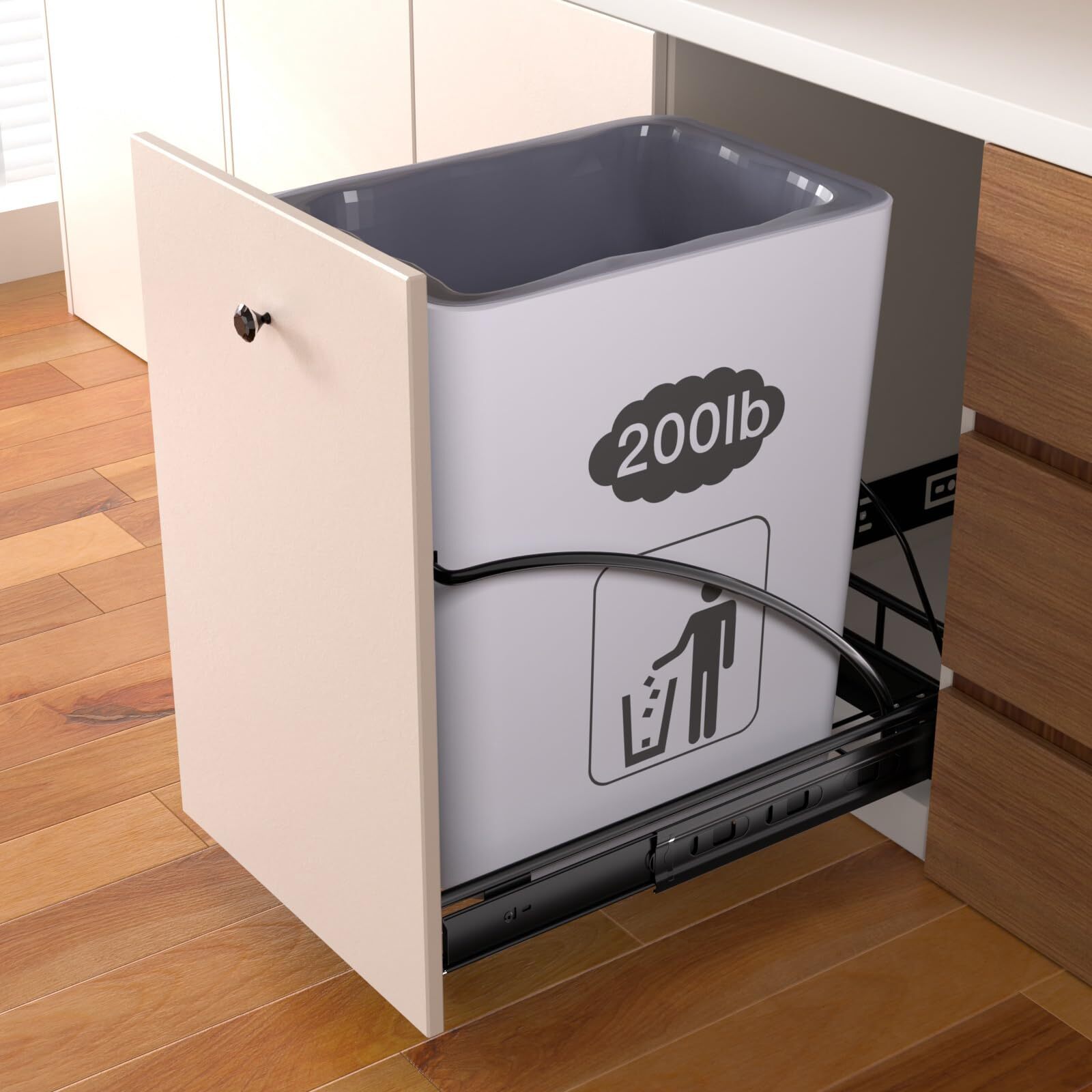 Pull Out Trash Can Under Cabinet, 50Qt 7-13 Gal Garbage Can Cabinet Trash Can...