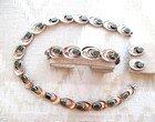 MIGUEL MELENDEZ GRREN STONE/STERLING MODERNIST PARURE, Vintage Taxco — photo 3
