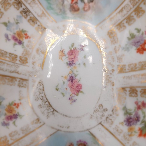 Antique German Scalloped Porcelain Gilt Gold Floral Victorian Serving Bowls Pair - Picture 6 of 11