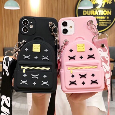 Cute 3D Wallet Backpack Case Apple iPhone11 12 13 Pro Max XR XS X 6 6S 7 8 Plus 