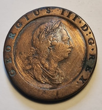 1797 Cartwheel Two 2 Penny Pence 2d - George III Copper Coin, 55 gram #5