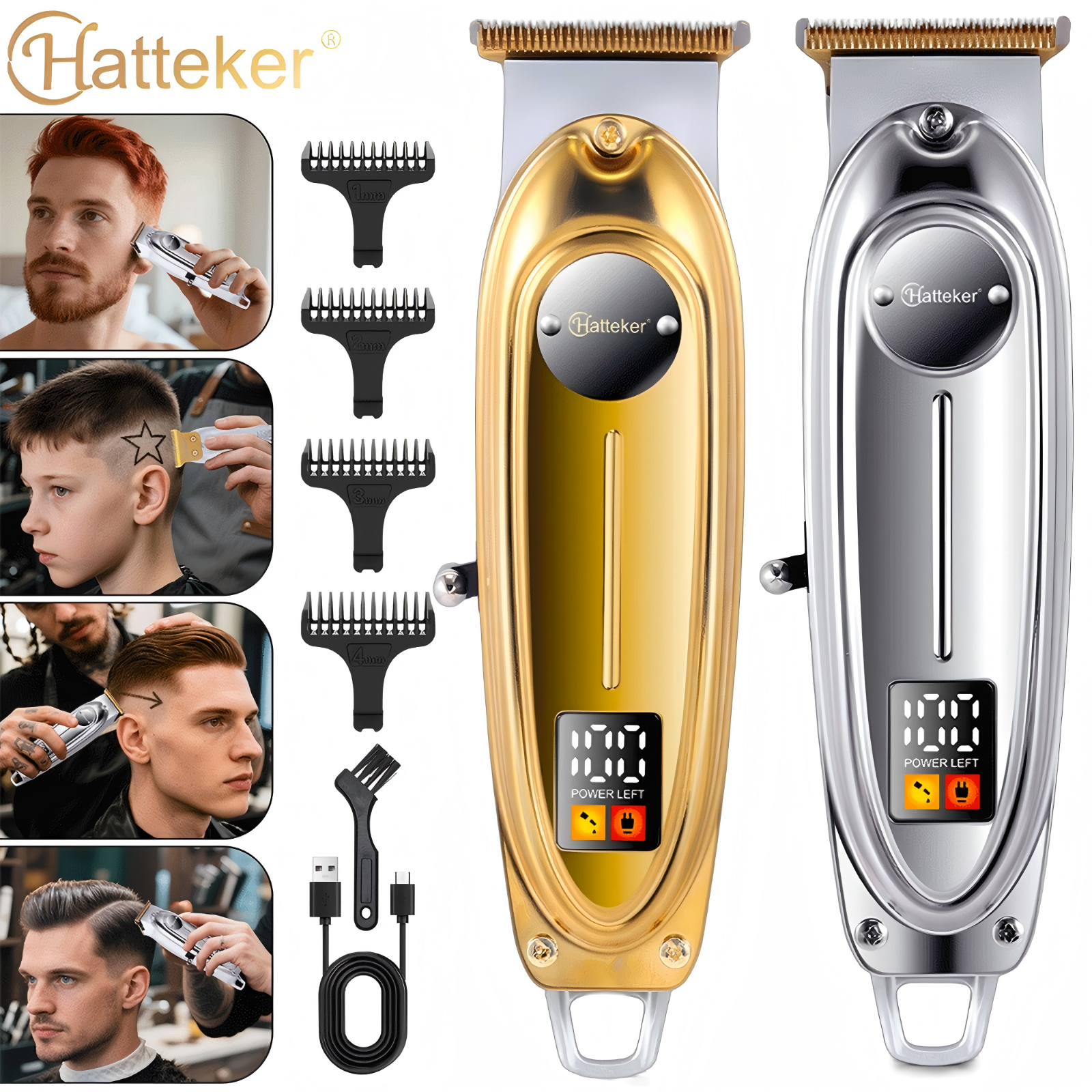 Hatteker Professional Hair Clippers & Trimmer Set for Men – Barber Salon-Grade Cutting Machine