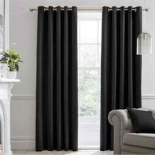 Image of Blackout Eyelet Curtains Montrose Velvet By Laurence Llewelyn-Bowen Black