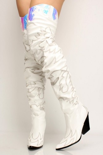Cowboy Fashion Western Pointy OTK Thigh High Boots Cape Robbin Kelsey-21 - Picture 40 of 48