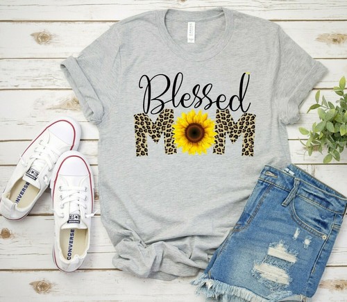 Blessed Mom Leopard Sunflower Design 