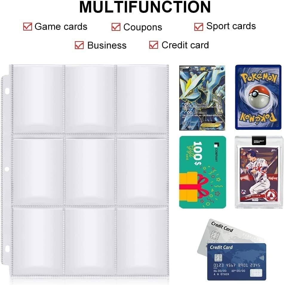 3 Ring Binder Card Pages 540 Pocket Card Sleeve Binder Pages - Baseball & Trading Card Sheets For 3-Ring Binders Binder Card Sleeves 3 Ring Binder Card Pages 540 Pocket Card Sleeve Binder Pages - Baseball & Trading Card Sheets For 3-Ring Binders Binder Card Sleeves