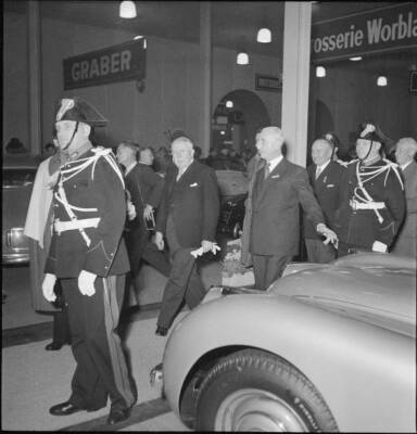 1951 Geneva International Motor Show opening ceremony Switzerland Old Photo