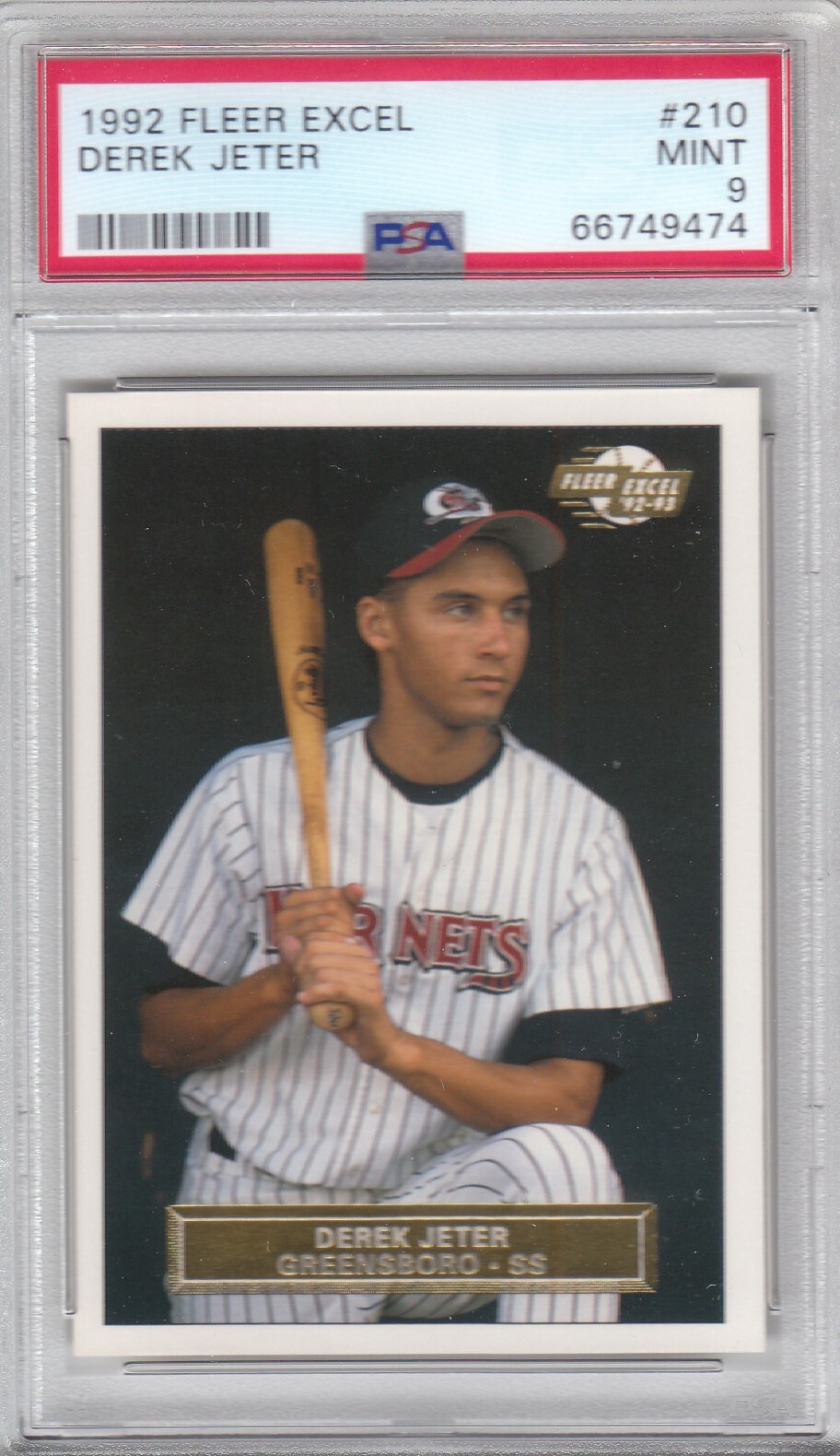 1992 Fleer Excel Hornets/Yankees Derek Jeter Card #210 HOF PSA 9 MINT (9474)