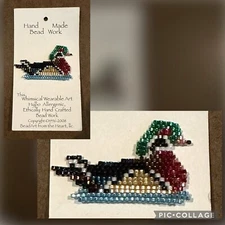 Carolina Wood Duck Pin/Brooch - Hand Made Bead Work Wearable Art w/ Seed Beads