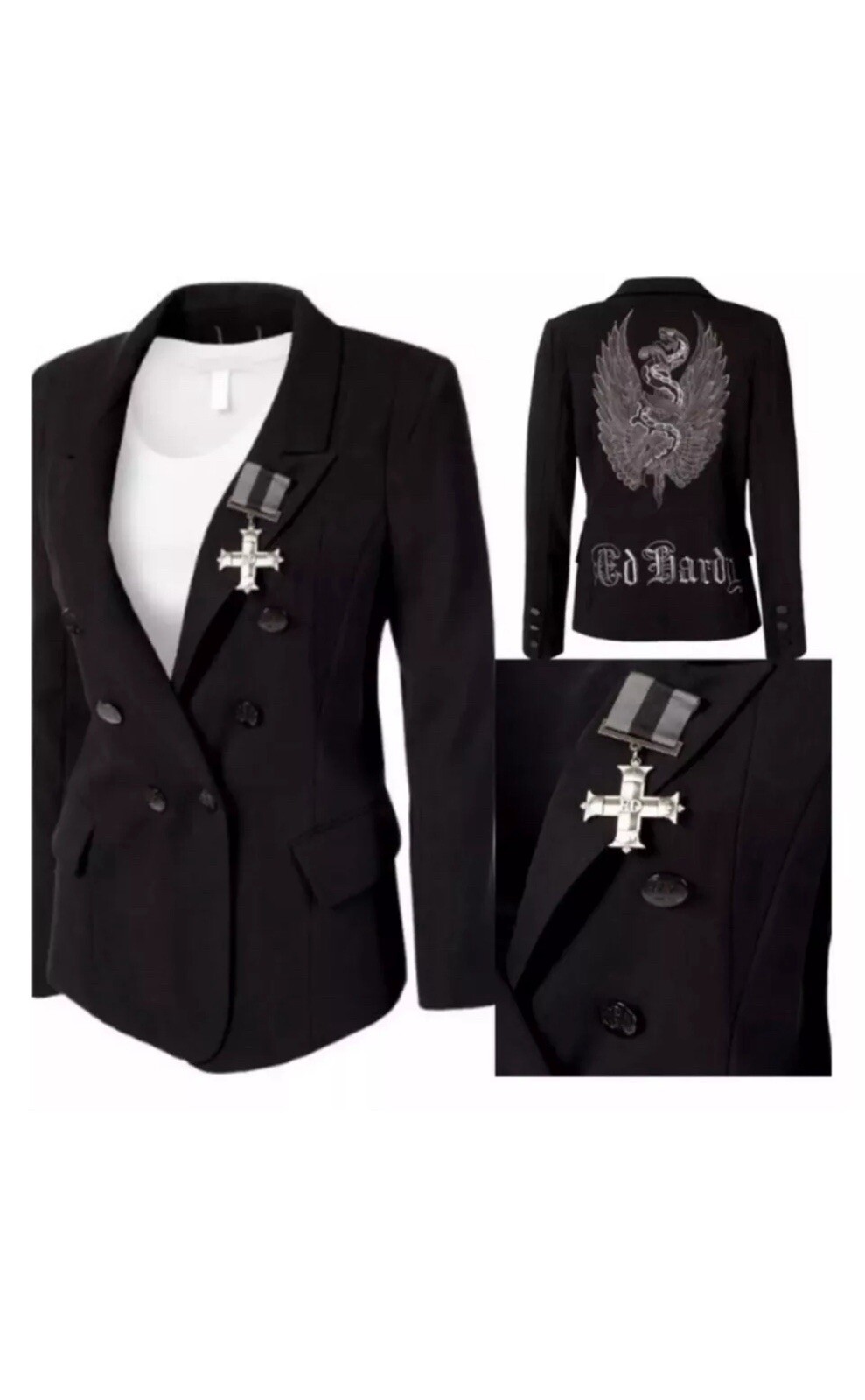 NWT! Ed Hardy by Christian Audigier Embroidered Blazer - Size Medium (MSRP $250)