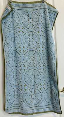 VTG CALLAWAY MILLIKEN SCULPTED GEOMETRIC FLORAL BATH TOWEL BLUE AVOCADO 25x42.5
