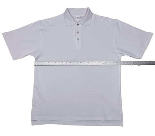 New Polo Shirt Mens Vintage Casual Golf Performance White Large 100% Cotton NOS - Afbeelding 4 van 7