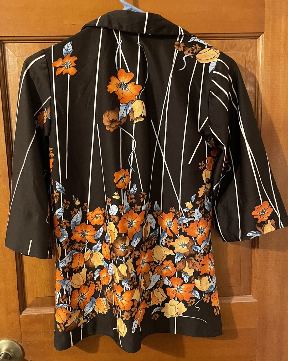 Vintage Teddi of California Polyester Floral Tunic Top S/M 1970s Brown — free download