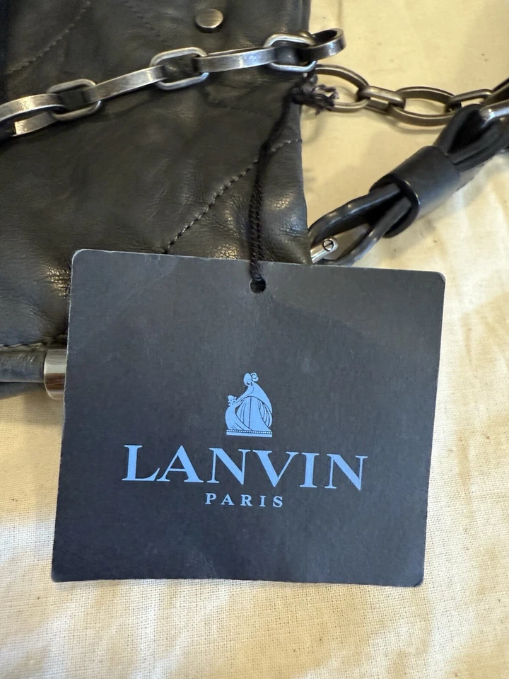 Bolso de Mano Grande Lanvin Amalia Gris Oscuro Acolchado Piel de Cordero (Nuevo con Etiqueta) Foto 2 de 4