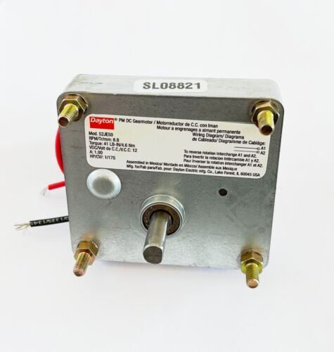 Targhetta motore DAYTON 52JE50 DC 8,8 GIRI 1,0 AMP 1/175 CV 12 VDC 5/16" albero - Foto 3 di 8